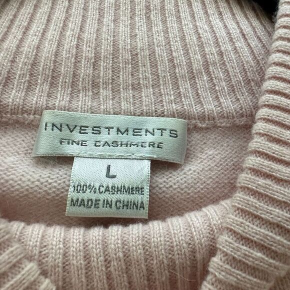 Investments Fine Cashmere Womens Sz L‎ Mock Neck Pink Sweater Soft - Picture 7 of 9
